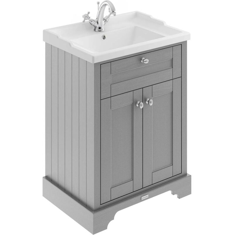 Old London Storm Grey 600mm 2 Door Vanity Unit and Basin with 1 Tap Hole - LOF203