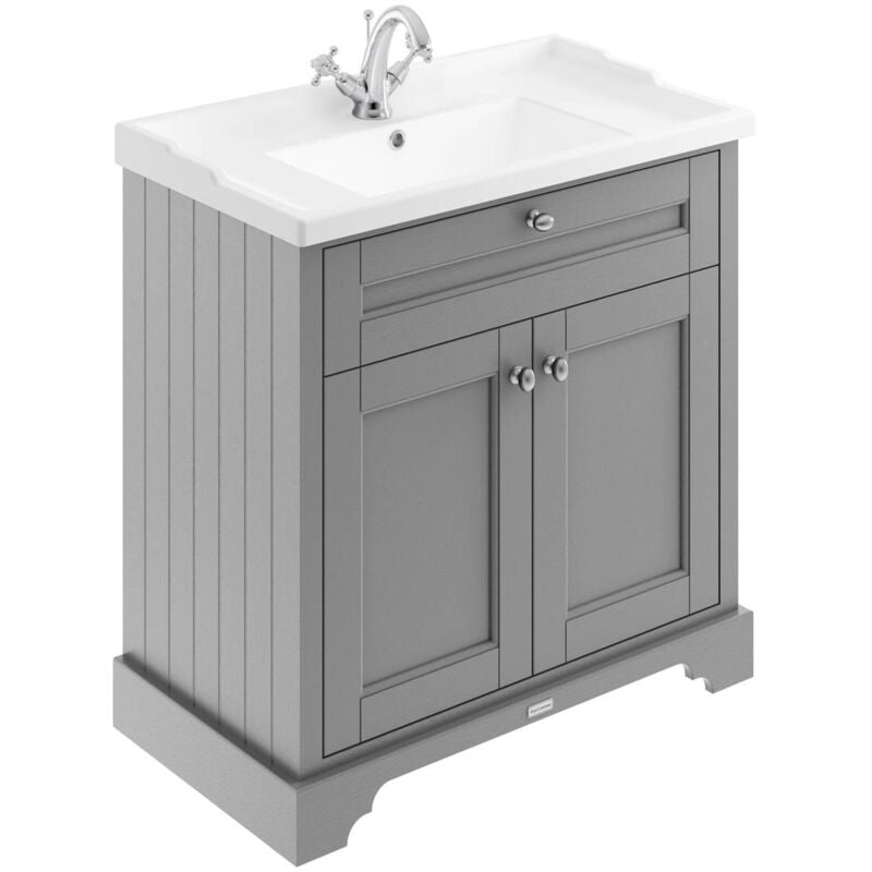 Old London Storm Grey 800mm 2 Door Vanity Unit and Basin with 1 Tap Hole - LOF205