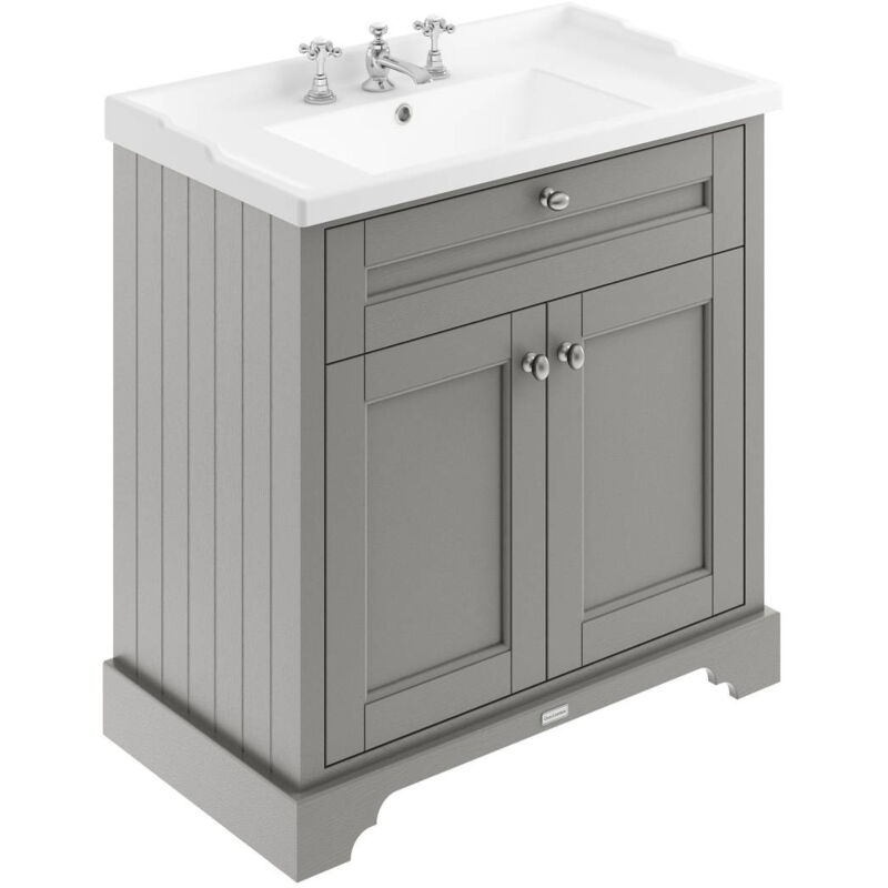 Old London Storm Grey 800mm 2 Door Vanity Unit and Basin with 3 Tap Holes - LOF235