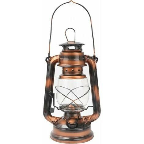 Storm Lantern Kerosene 24cm Lampe à pétrole nostalgique lanterne à ampoule en verre lanterne de jardin lampe à pétrole lampe à pétrole avec hauteur de mèche réglable lampe à huile lanterne à pétrole p