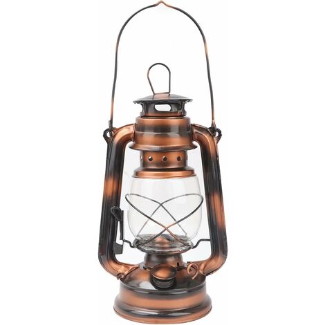 Storm Lantern Kerosene 24cm Lampe à pétrole nostalgique lanterne à ampoule en verre lanterne de jardin lampe à pétrole lampe à pétrole avec hauteur de mèche réglable lampe à huile lanterne à pétrole p