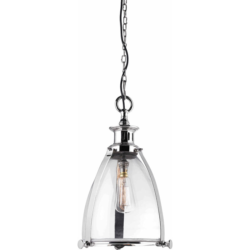 Storni pendant lamp, polished nickel and glass, 28 cm