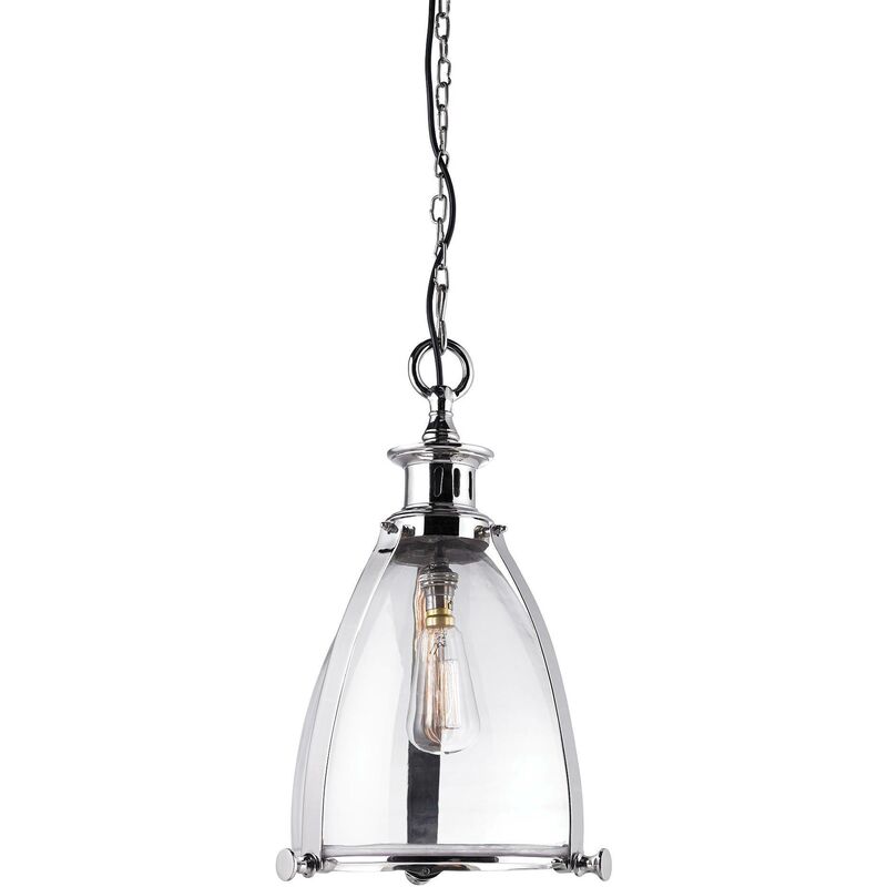 Endon - Ceiling Pendant Light Clear Glass, Polished Nickel, E27