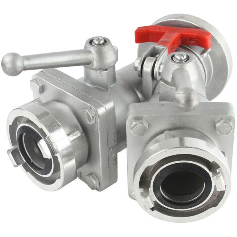Storz-Verteiler 2-fach mit Kugelabsperrung 3"-2" Feuerwehr Kugelhahn Absperrung Feuerwehranschluss