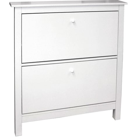 main image of "STOWE - 8 Pair 2 Drawer Shoe Storage Organiser Cabinet - White"