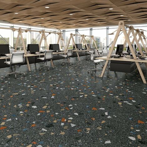 STRACCIATELLA GRAFITO - Carrelage aspect terrazzo coloré 60x120 cm - Boîte de 2 unités - m2 par Boîte:1.44