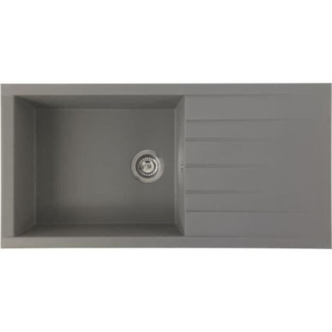 STRADOUR Evier a encastrer CUBE, en SMC GRIS BETON - 16, 1 bac, dim. 100  50 cm, vidage manuel