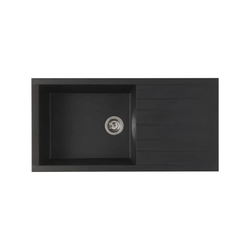 Evier a encastrer cube, en smc noir paillete - 06, 1 bac, dim. 100 50 cm, vidage manuel - Stradour
