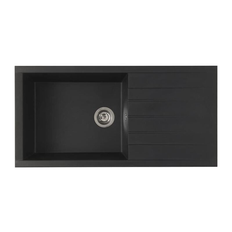 Evier a encastrer cube, en smc noir paillete - 06, 1 bac, dim. 100 50 cm, vidage manuel - Stradour