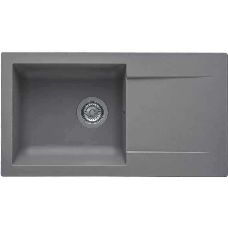 Stradour - evier a encastrer einna, en smc gris beton - 16, 1 bac, dim. 78 43,5 cm, vidage manuel
