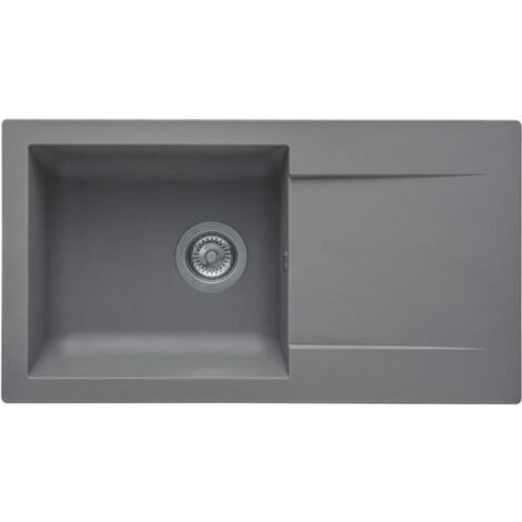 STRADOUR Evier a encastrer EINNA, en SMC GRIS BETON - 16, 1 bac, dim. 78  43,5 cm, vidage manuel