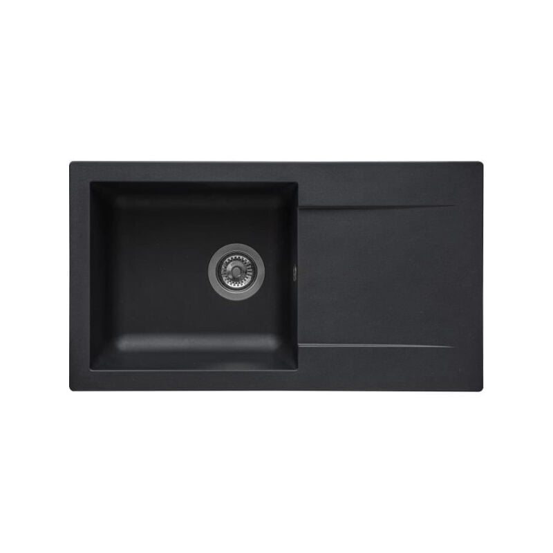 Evier a encastrer einna, en smc noir paillete - 06, 1 bac, dim. 78 43,5 cm, vidage manuel - Stradour