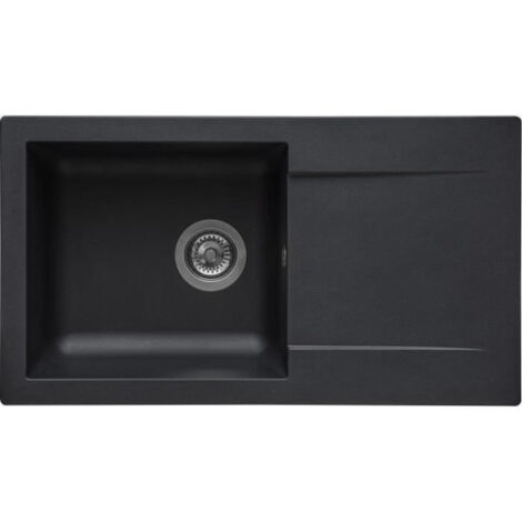 STRADOUR Evier a encastrer EINNA, en SMC NOIR PAILLETE - 06, 1 bac, dim. 78 43,5 cm, vidage manuel