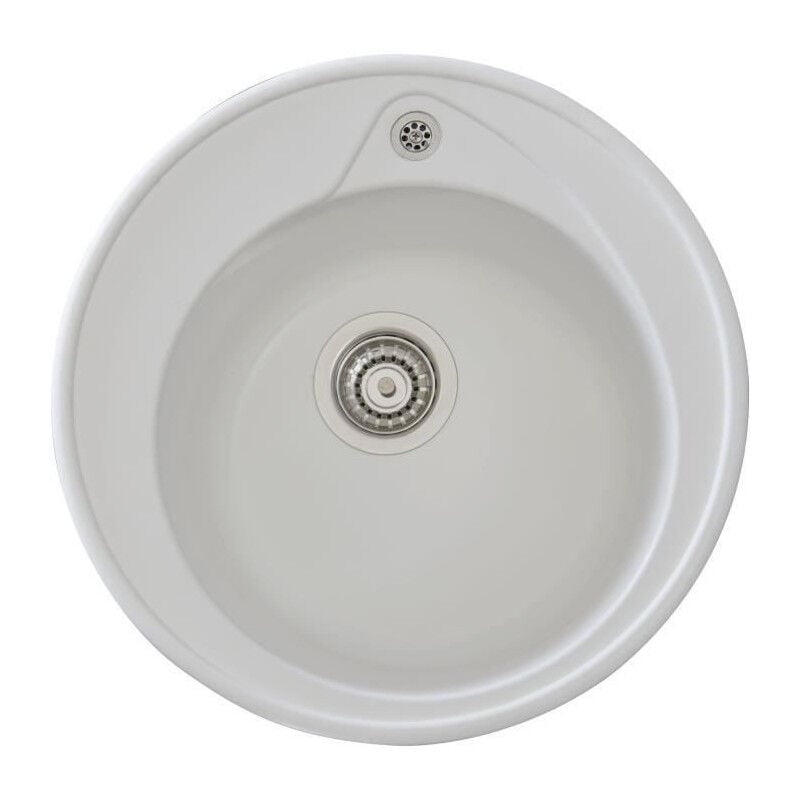 Stradour - Evier a encastrer ronda, en smc blanc uni - 17, 1 bac, dim. o 49 cm, vidage manuel