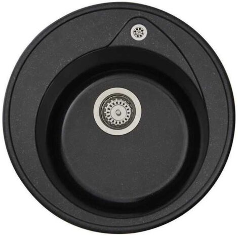 STRADOUR Evier a encastrer RONDA, en SMC NOIR PAILLETE - 06,  1 bac, dim. O 49 cm, vidage manuel