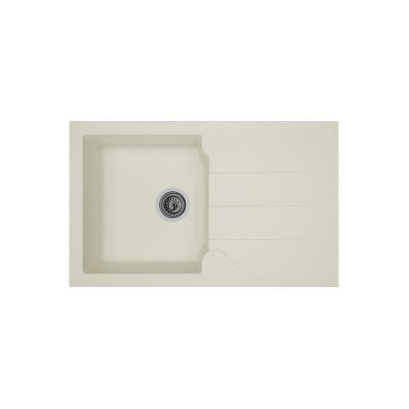 STRADOUR Evier cuisine a encastrer 1 bac + 1 égouttoir Aloa - Résine - 81 x 50 cm - Blanc