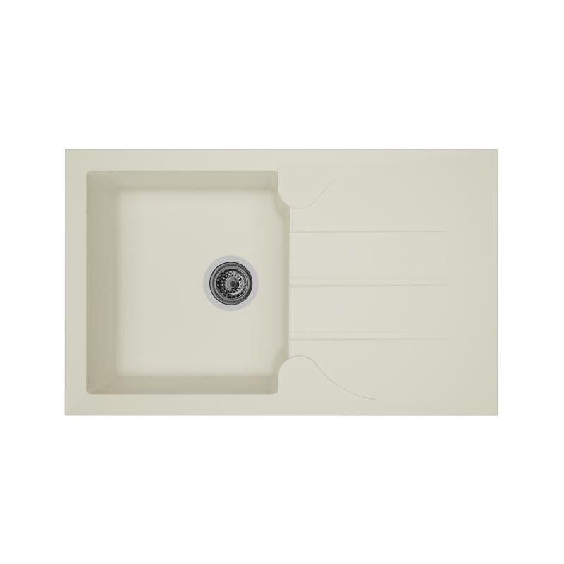 EVIER CUISINE A ENCASTRER 1 BAC + 1 ÉGOUTTOIR ALOA - RÉSINE - 81 X 50 CM - BLANC - Stradour
