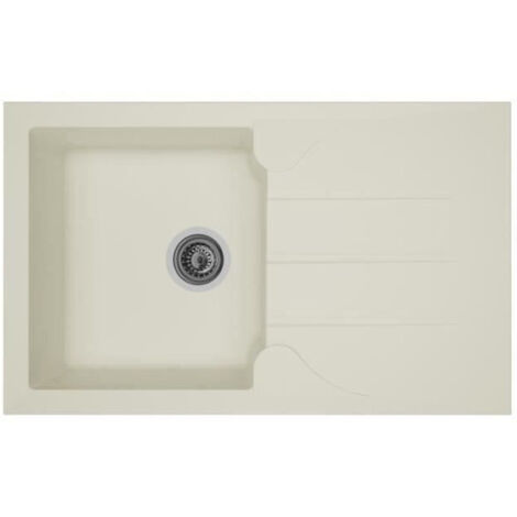 STRADOUR Evier cuisine a encastrer 1 bac + 1 égouttoir Aloa - Résine - 81 x 50 cm - Blanc