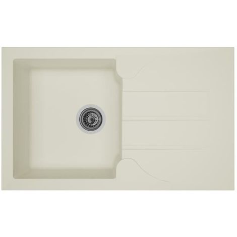 STRADOUR EVIER CUISINE A ENCASTRER 1 BAC + 1 ÉGOUTTOIR ALOA - RÉSINE - 81 X 50 CM - BLANC
