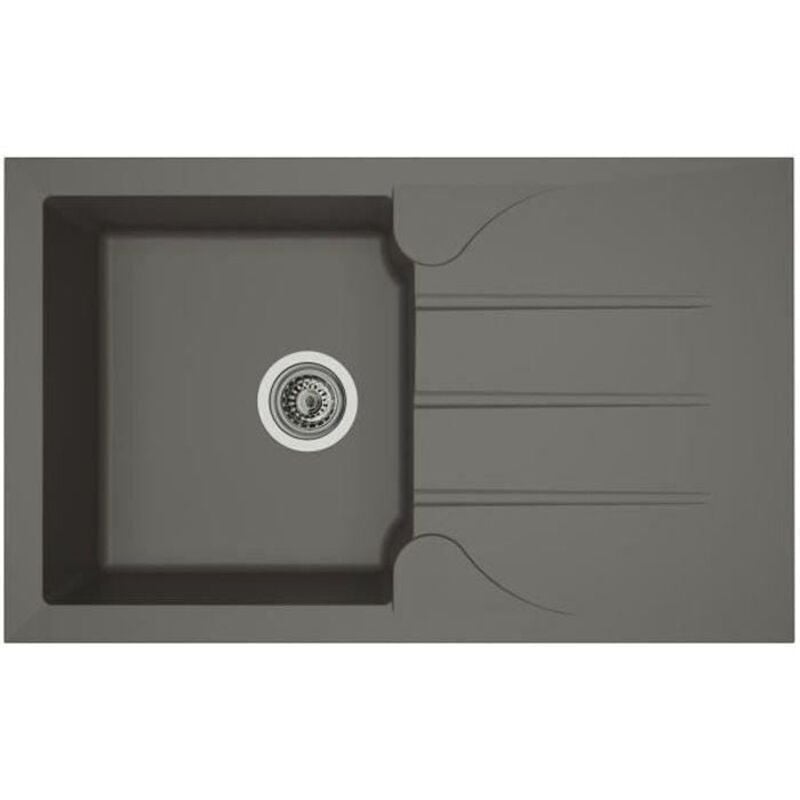 Evier cuisine a encastrer 1 bac + 1 egouttoir Aloa - Resine - 81 x 50 cm - Gris beton - Stradour