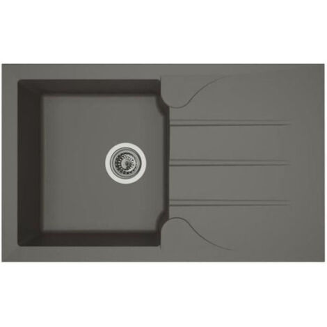 STRADOUR Evier cuisine a encastrer 1 bac + 1 égouttoir Aloa - Résine - 81 x 50 cm - Gris béton