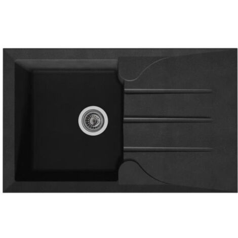 STRADOUR Evier cuisine a encastrer 1 bac + 1 égouttoir Aloa - Résine - 81 x 50 cm - Noir