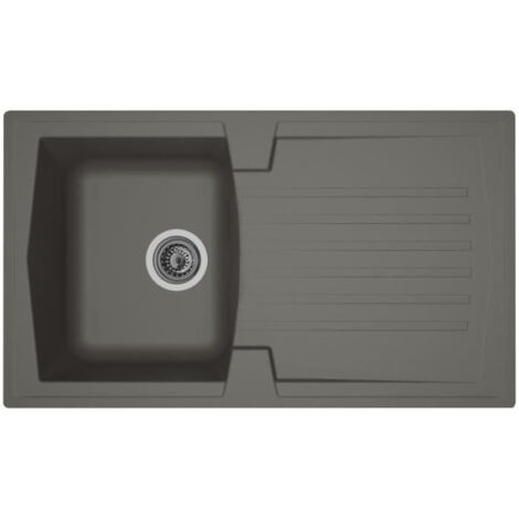 STRADOUR Evier cuisine a encastrer 1 bac + 1 égouttoir Arena - Résine - 86 x 50 cm - Gris béton