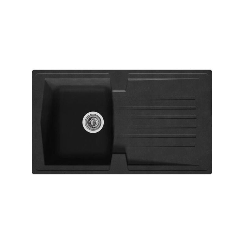 Stradour - Evier cuisine a encastrer 1 bac + 1 égouttoir Arena - Résine - 86 x 50 cm - Noir
