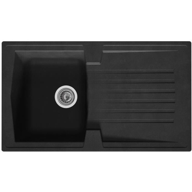 Stradour Evier Cuisine A Encastrer 1 Bac + 1 Égouttoir Arena - Résine - 86 X 50 Cm - Noir