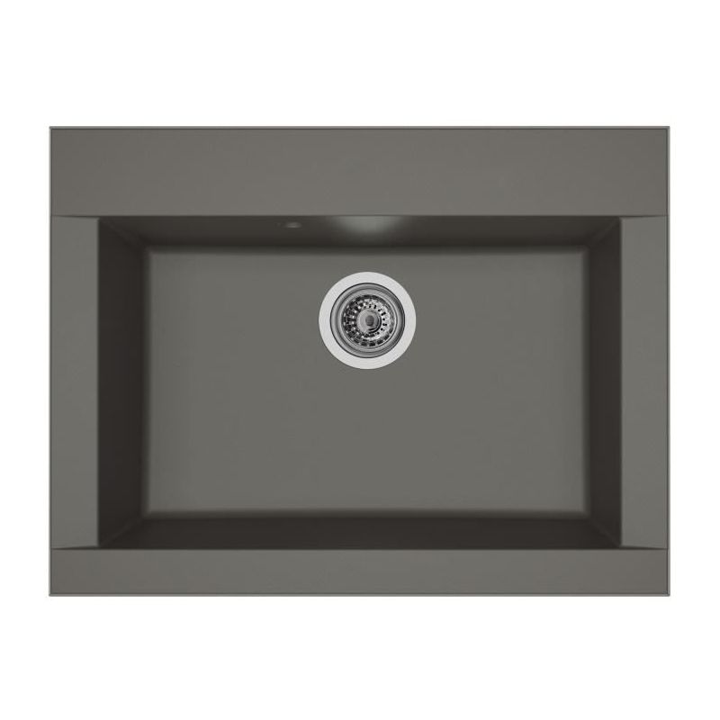Stradour - evier cuisine a encastrer 1 bac sans égouttoir hexo - résine - 66 x 50 cm - gris béton
