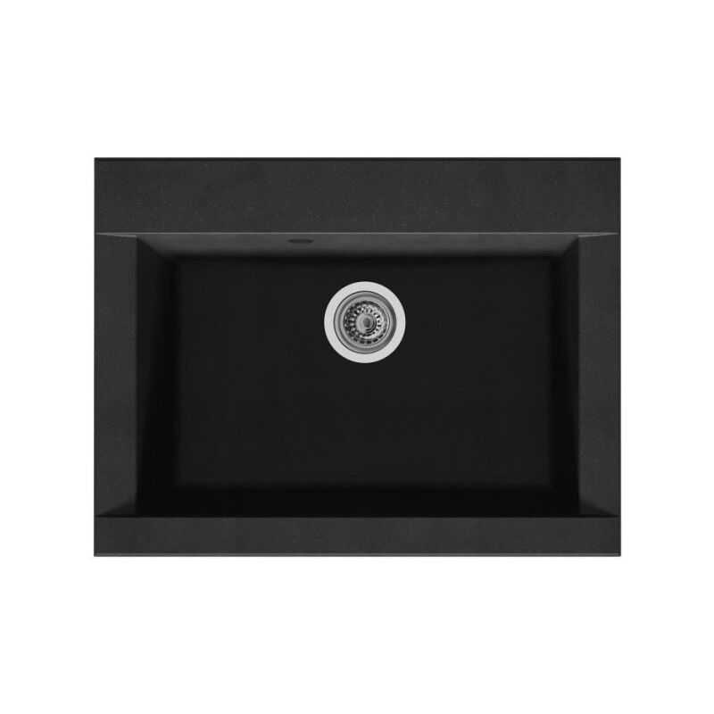 Stradour - Evier cuisine a encastrer 1 bac sans égouttoir Hexo - Résine - 66 x 50 cm - Noir