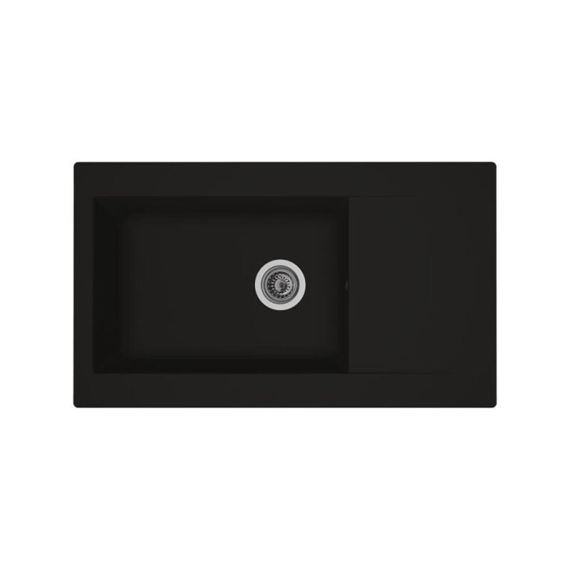 STRADOUR Evier cuisine a encastrer 1 grand bac + 1 égouttoir Einna - Résine - 86 x 50 cm - Noir