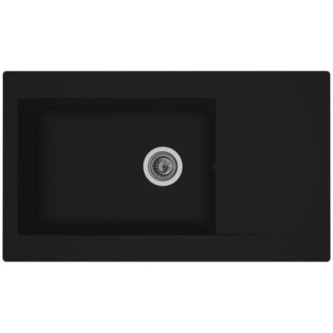STRADOUR Evier cuisine a encastrer 1 grand bac + 1 égouttoir Einna - Résine - 86 x 50 cm - Noir