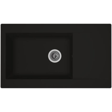 STRADOUR Evier cuisine a encastrer 1 grand bac + 1 égouttoir Einna - Résine - 86 x 50 cm - Noir
