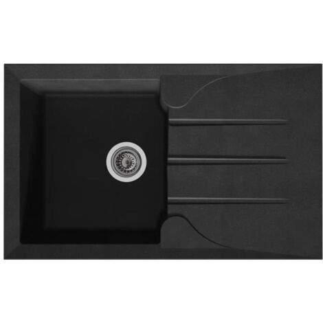 STRADOUR Evier Küche a encastrer 1 bac + 1 égouttoir Aloa - Résine --- 81 x 50 cm - Noir