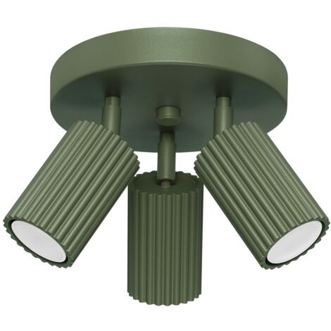 Strahler Aluminium GU10 verstellbar 19,5 cm breit Olivgrün 3-flammig rund Modern Spot