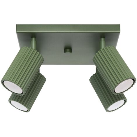 Strahler Aluminium GU10 verstellbar 25 cm breit Olivgrün 4-flammig eckig Modern Spot Lampe