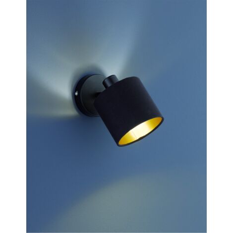 Strahler Tommy 1xE14 Schwarz und Schwarz-Gold Stoff L12 cm Trio Lighting