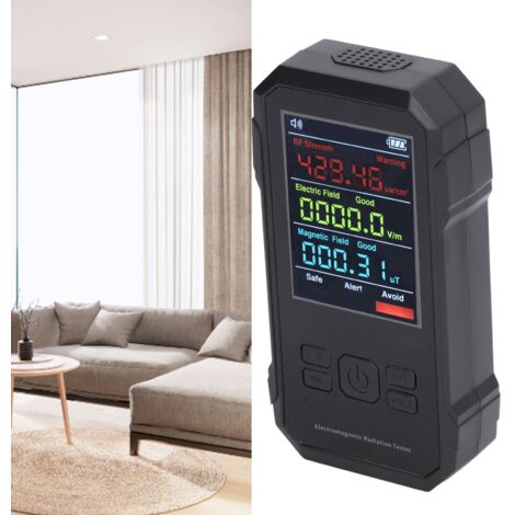 [Strahlungsdetektionsgerät] [Dosimeter mit schwarzer LED] [Groß]: Dreifach-Parameterdetektor: HF-Feld, Magnetfeld, Pegelanzeige, akustisches Signal. Tragbar, für Haushaltsgeräte und Industrie. ABS. AA