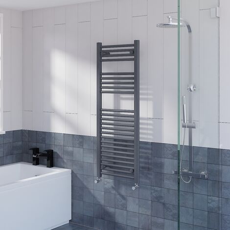 Straight Bathroom Heated Towel Rail Warmer Anthracite 1200x450mm