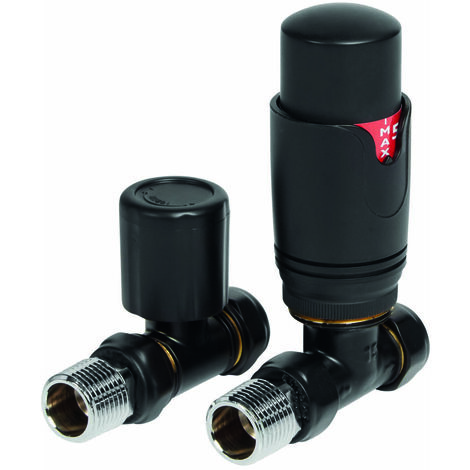 Straight Black Thermostatic Valve Set