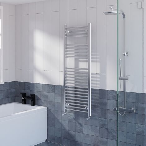 Straight Heated Towel Rail Bathroom Radiator Chrome 1200x450mm