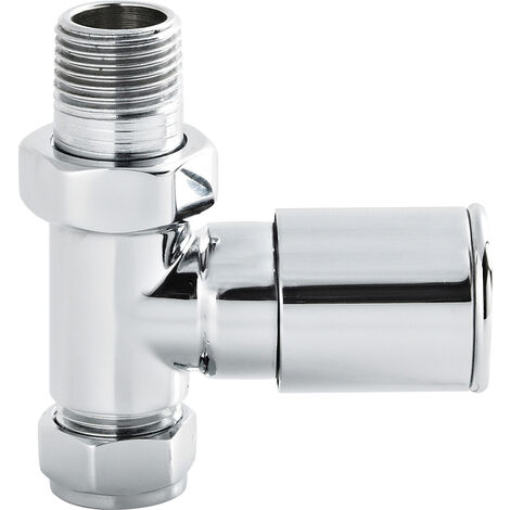 Straight Round Modern Radiator Valves, Sold in Pairs - Chrome