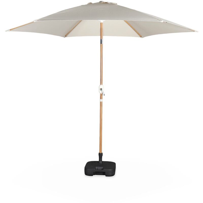Sweeek 3m round parasol, wood-effect pole, Touquet, Sand
