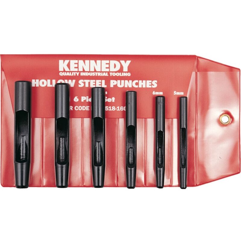 5-12mm Hollow Punch Set (6 Piece) for Cork, Leather, Plastics - Kennedy