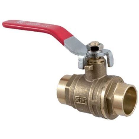 Straight Shutoff Valve 22mm Soldered Radiator Heater DN22 with Red Handle