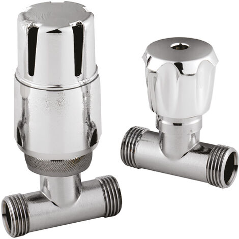 Straight Thermostatic Radiator Valves, Sold in Pairs - Chrome