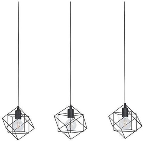 STRAITON SOSPENSIONE 3 LUCI NERO CM.90,5X24 H110