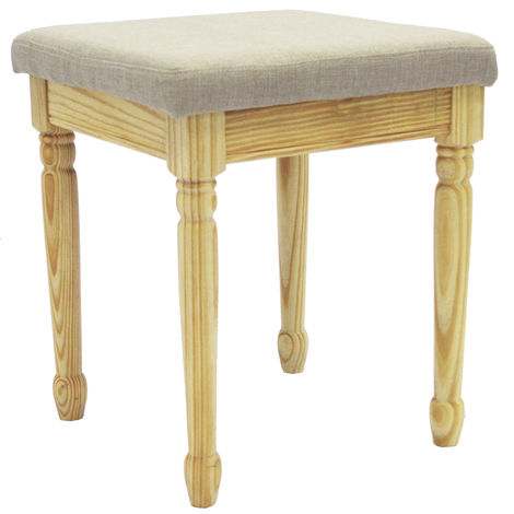 main image of "STRAND - Solid Wood Dressing Table Stool with Padded Seat - Pine / Warm Grey"
