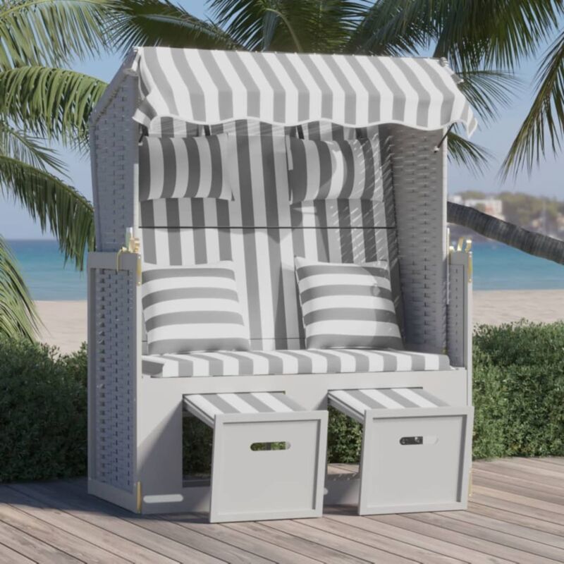 Furniture Limited - Strandkorb avec coussins Résine tressée bois